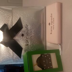 Kate Spade Rose Smoke Pebble Leather wallet; Shopper Ornament & Gift Box REDUCED